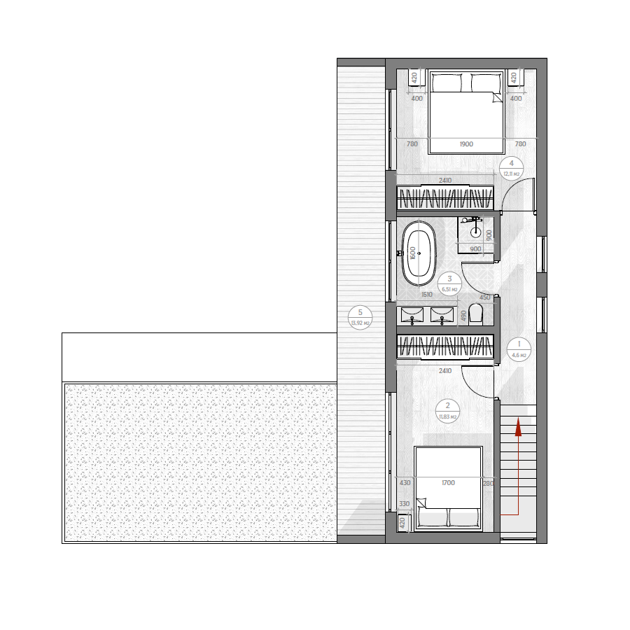 Okohaus_Zogal_House_Verbera_Furniture_plan_with_dimensions_FirstFloor
